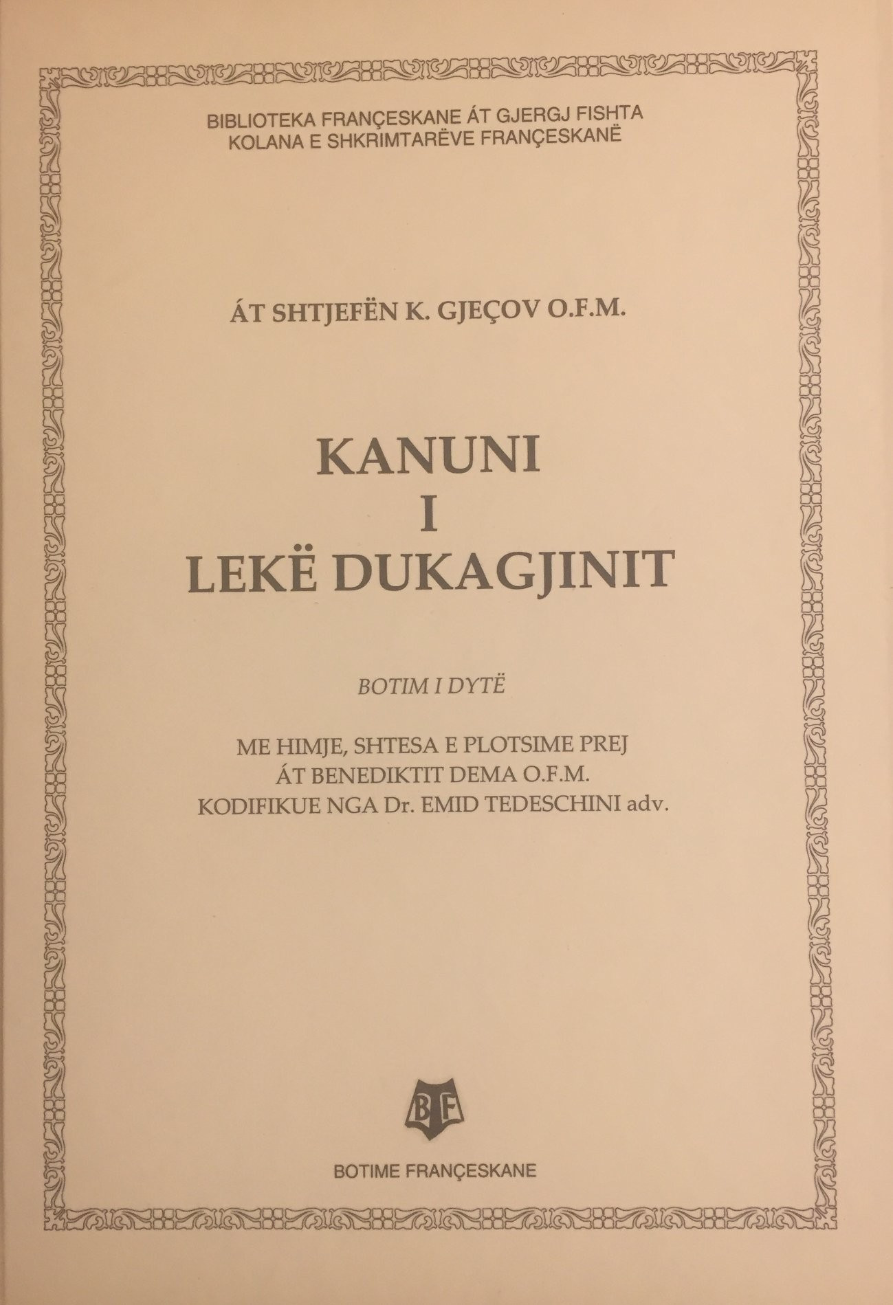 Kanuni i Lekë Dukagjinit i plotësuar