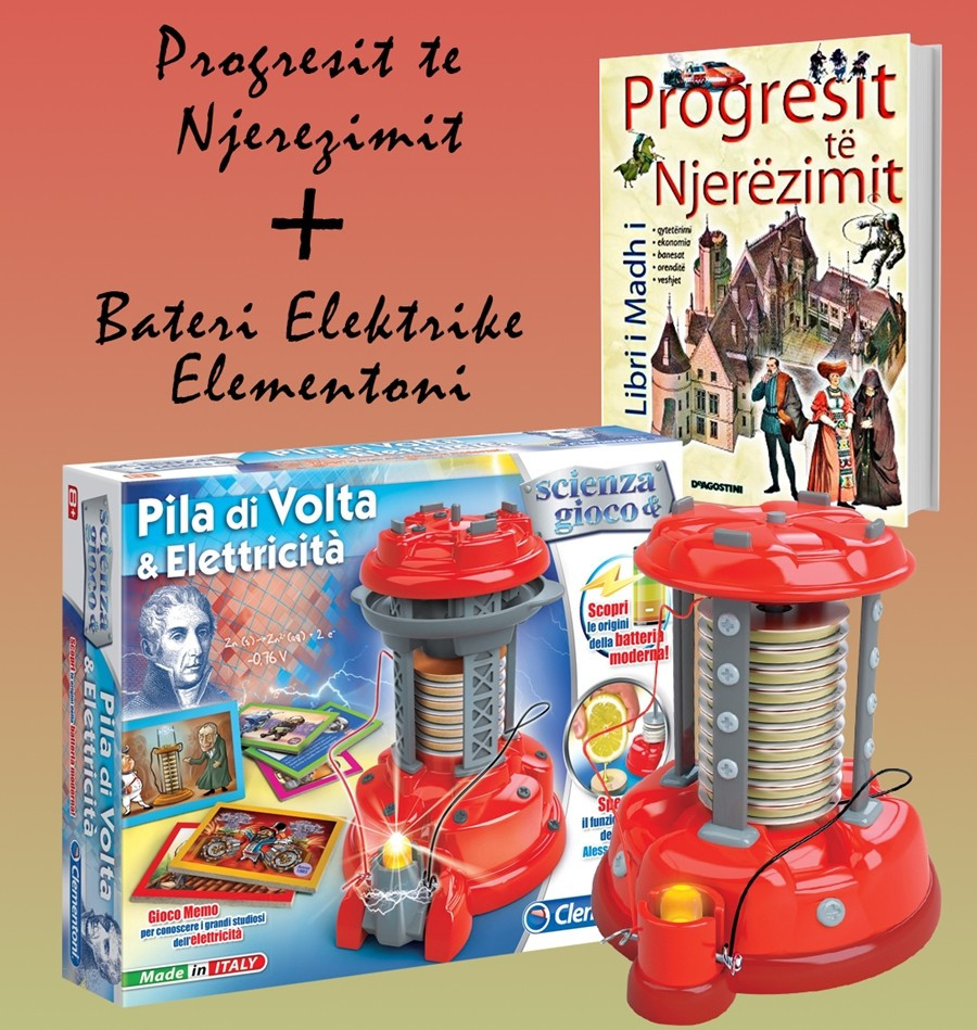 Set Bateri elektrike + Libri “Progresi i njerëzimit”