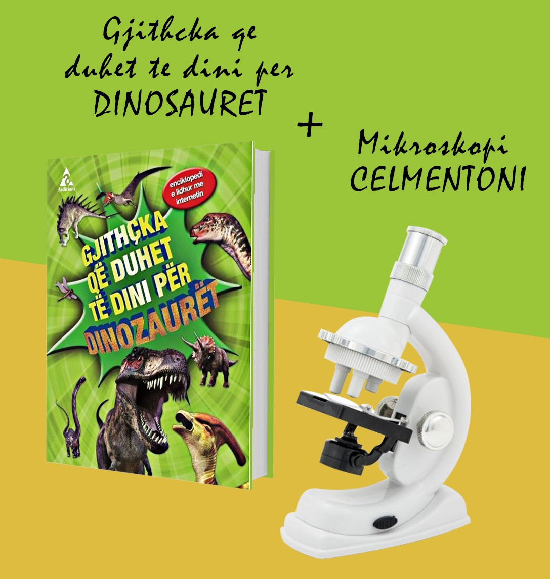 Set Mikroskopi Clementoni + Libri “Gjithçka që duhet të dini mbi dinozaurët”